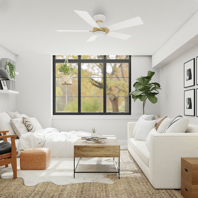 Ventilateur de plafond intelligent de 52 pouces avec télécommande Ascender, ensemble d'éclairage inclus, fonctionne avec l'assistant Google, Amazon Alexa et les raccourcis Siri.