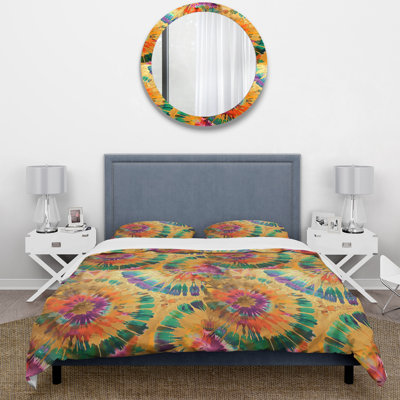 Ensemble de housse de couette vert et jaune Boho I - Boho