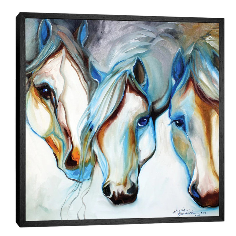 3 Nobles Equine Abstract by Marcia Baldwin - Floater Frame Painting on Canvas, Black Framed, 45.72 cm H x 45.72 cm W