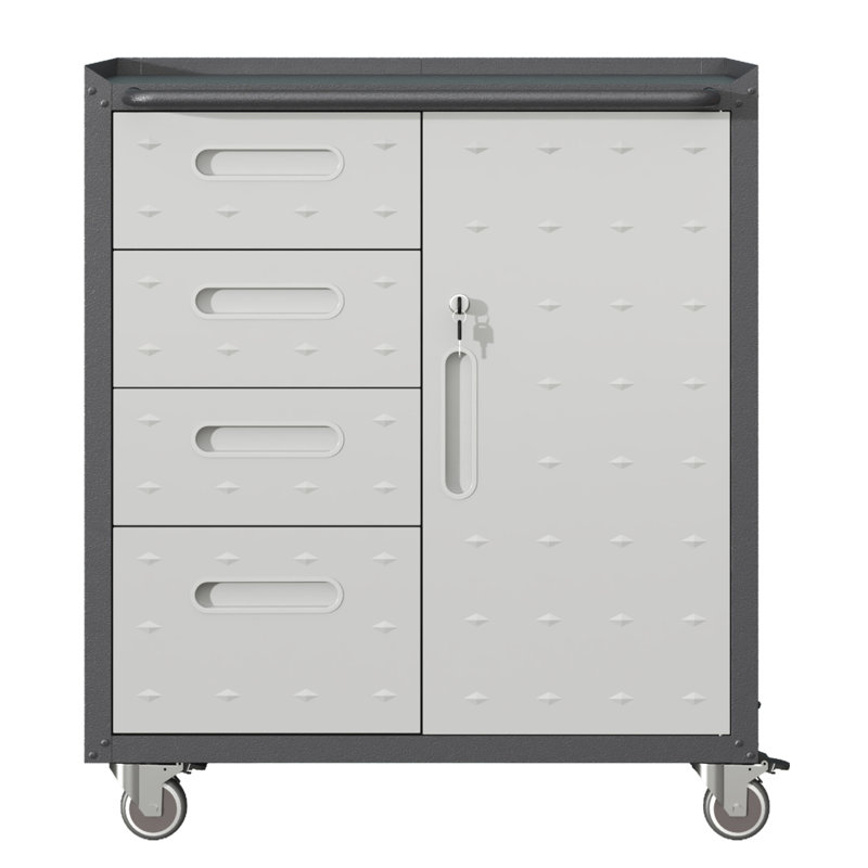 Armoire de rangement robuste pour outils en métal avec roulettes - Armoire de rangement pour outils pour le garage, le bureau et la maison, noir / gris
