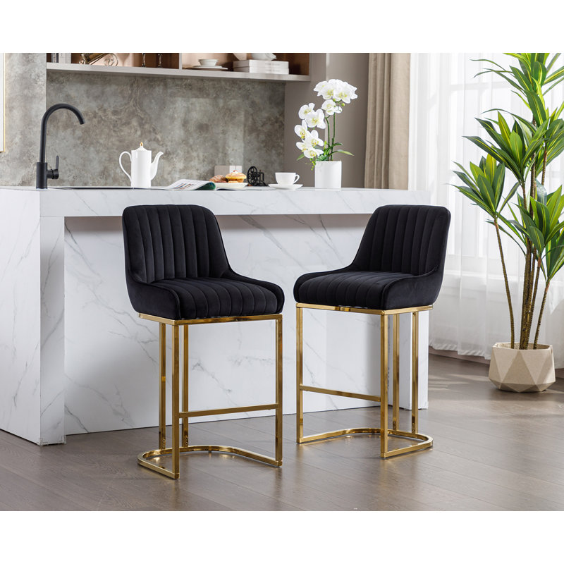 26.25'' Counter Stool, Black, Gold