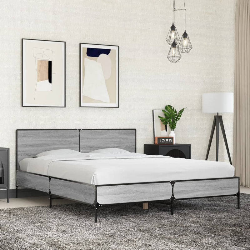 Adamek Bed, Grey Sonoma, European Kingsize (160 x 200 cm)
