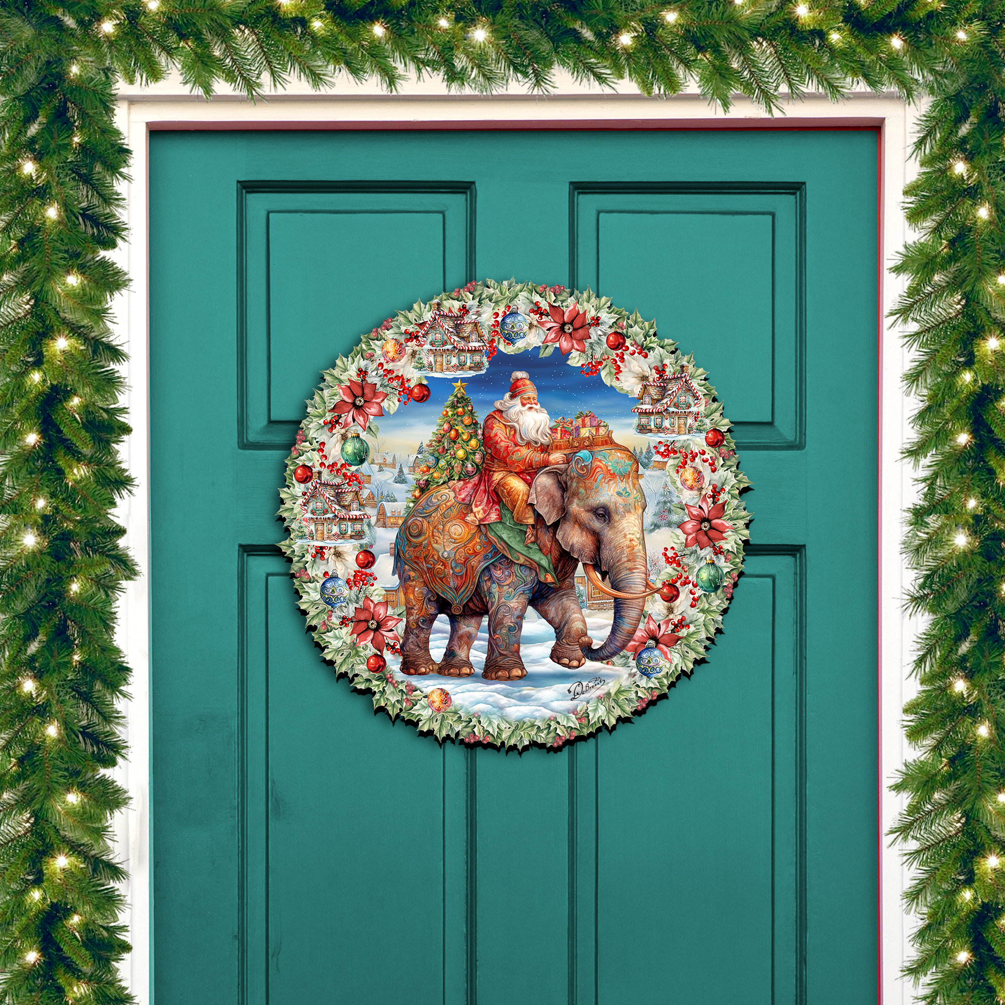 SALE!!!! Santa Door Wreath Christmas Sleigh Woodsy Decor Winter