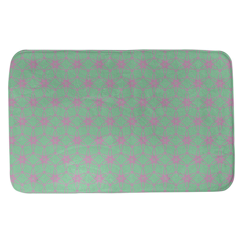 Tapis de bain cercles ornés Mcguigan, l 21 po x L 34 po, Vert et rose
