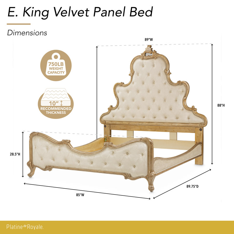 Velvet Scalloped Bed, King, Champagne