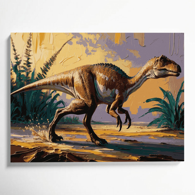 «Dinosaur Gallimimus», art mural sur toile noire, H 16 po x l 20 po