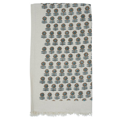 Essuie-mains à motif floral gaufré à la main en coton imprimé à la main - Qualité supérieure pour votre salle de bain, Anamika, brun