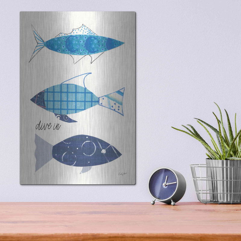 Beachcrest Home ™ «Go With the Flow III Dive In» par Courtney Prahl, art mural en métal, H 16 po x l 12 po