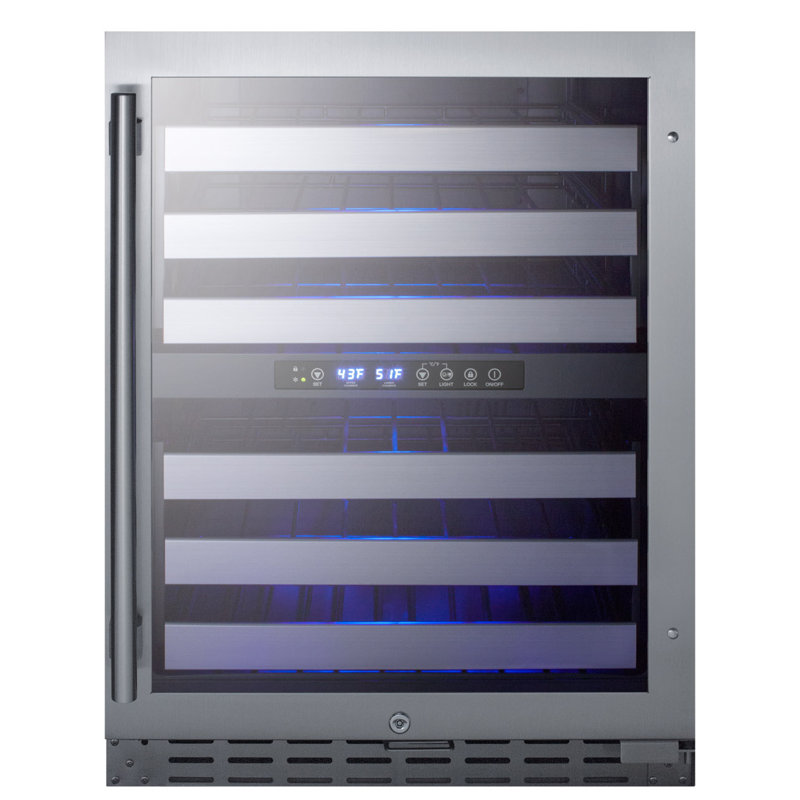 Black Stainless Steel Dual Zone Built-In Wine Refrigerator