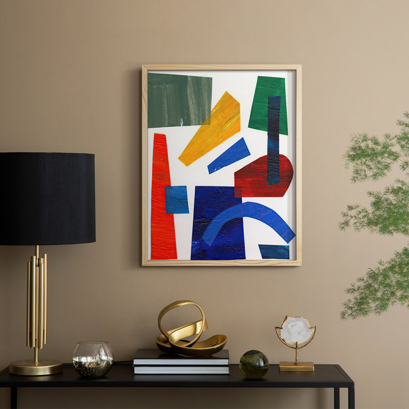 «Colorful Shapes I», reproduction encadrée - bois massif, H 11 po x l 9 po