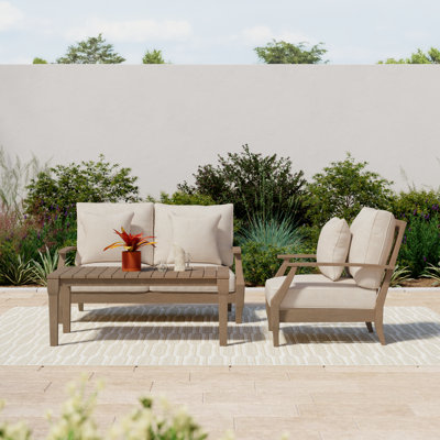 Samya 3-Person Eucalyptus Patio Seating Group