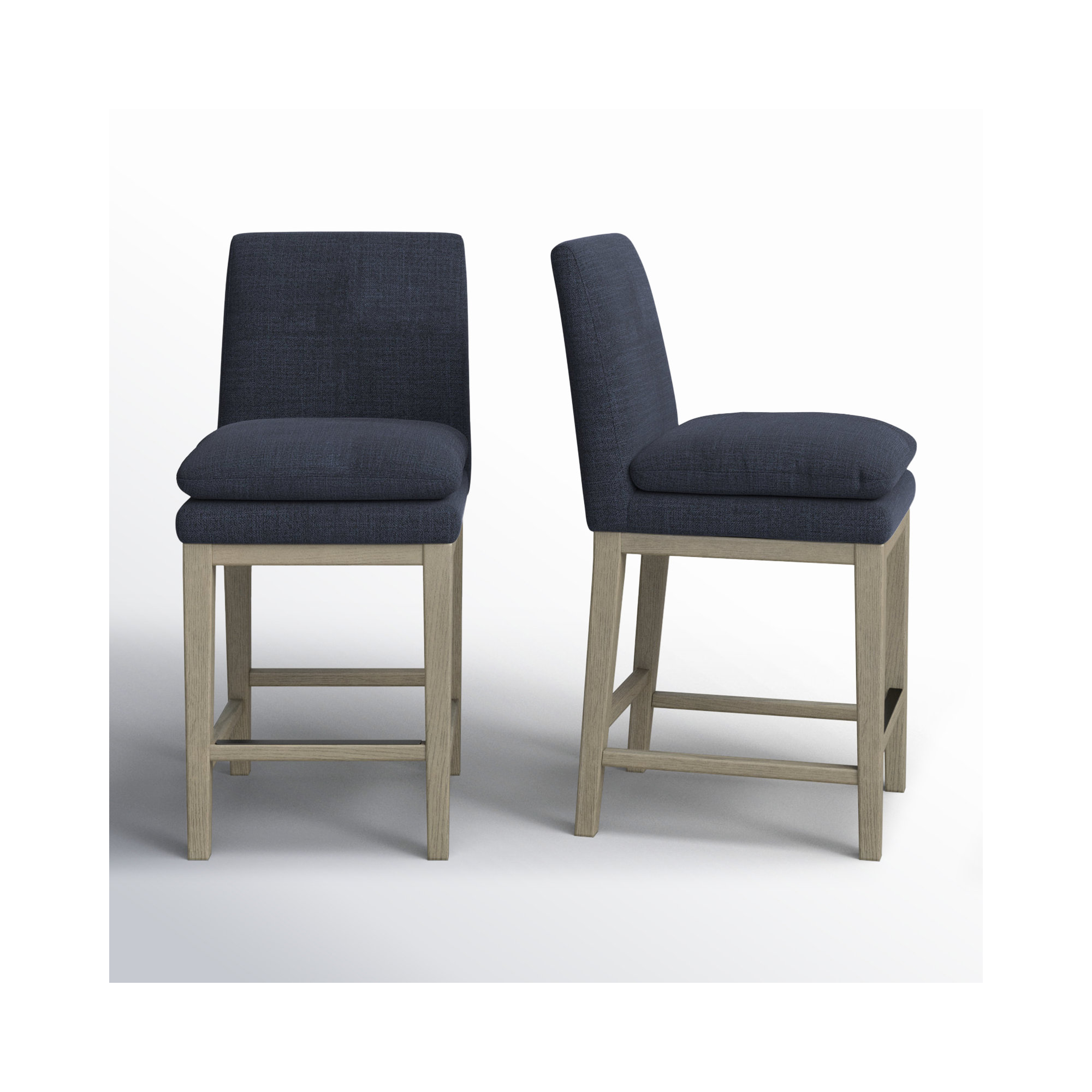 Bethea Upholstered Counter Stool, Effie Insignia Blue Performance Linen