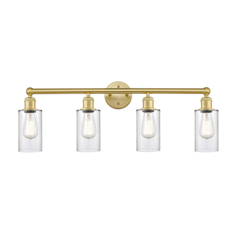 Caldello 4 - Light Dimmable Vanity Light, Clear, Satin Gold