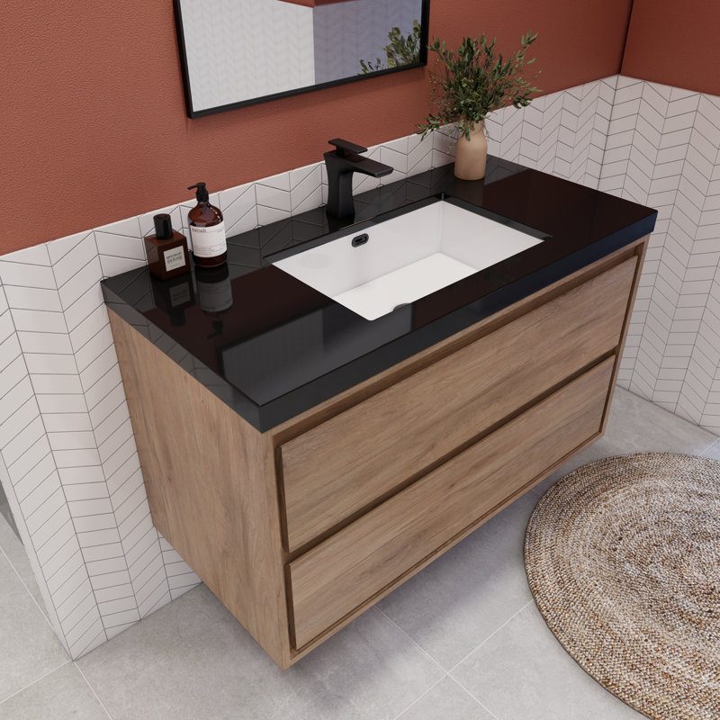 Meuble-lavabo simple l 41,53 po x P 20 po x H 25 po Vickye, Chêne naturel