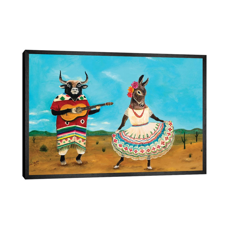 La Serenata De La Burra by Jahna Vashti - Painting on Canvas, 66.04 cm H x 45.72 cm W, Black Framed