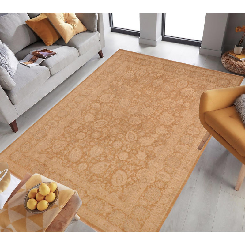 Tapis brun clair / brun clair en laine noué à la main de style oriental Fien 10 pi 1 po x 13 pi 8 po