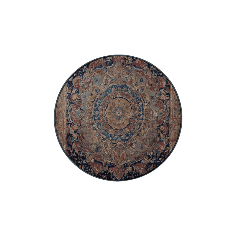 Tapis brun soyeux et moelleux, Rond 8 pi