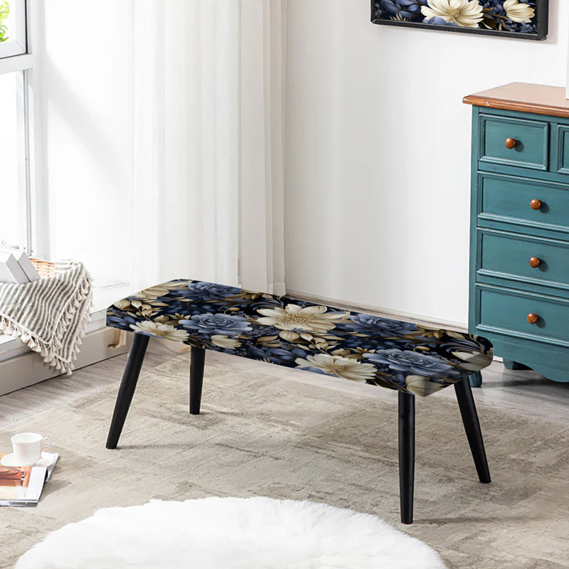 Midnight Symphony Moody Patterns - Banc rembourré floral noir