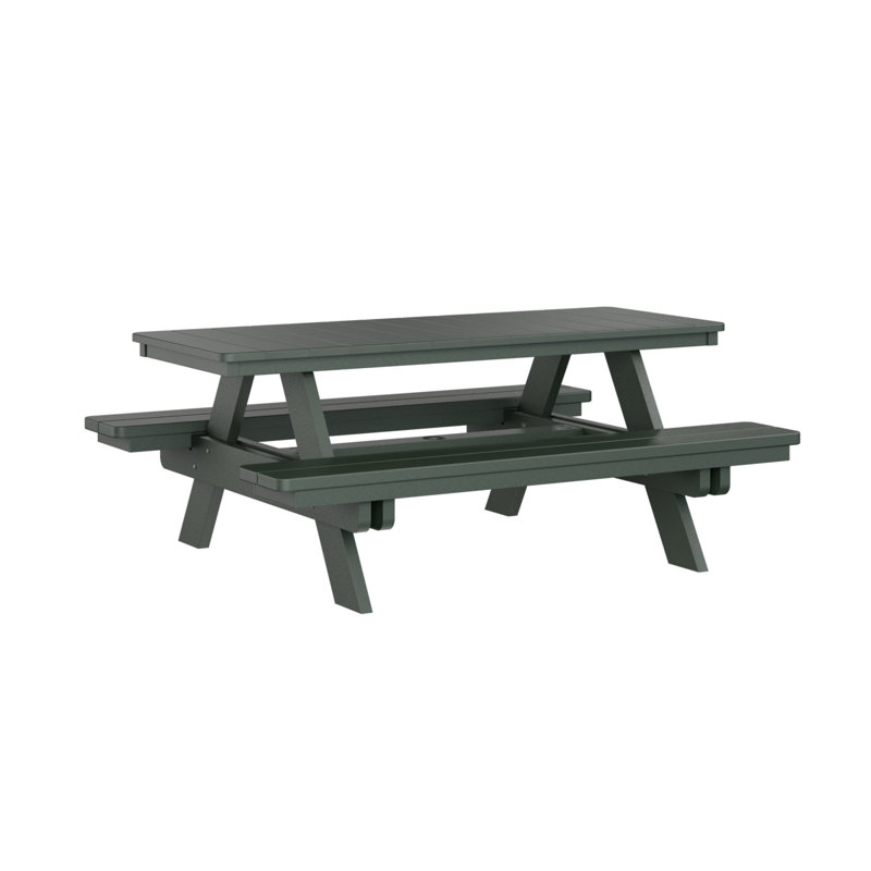Outdoor Rectangular Picnic Table, 29"H x 58"W x 72" D, Navy Blue/White