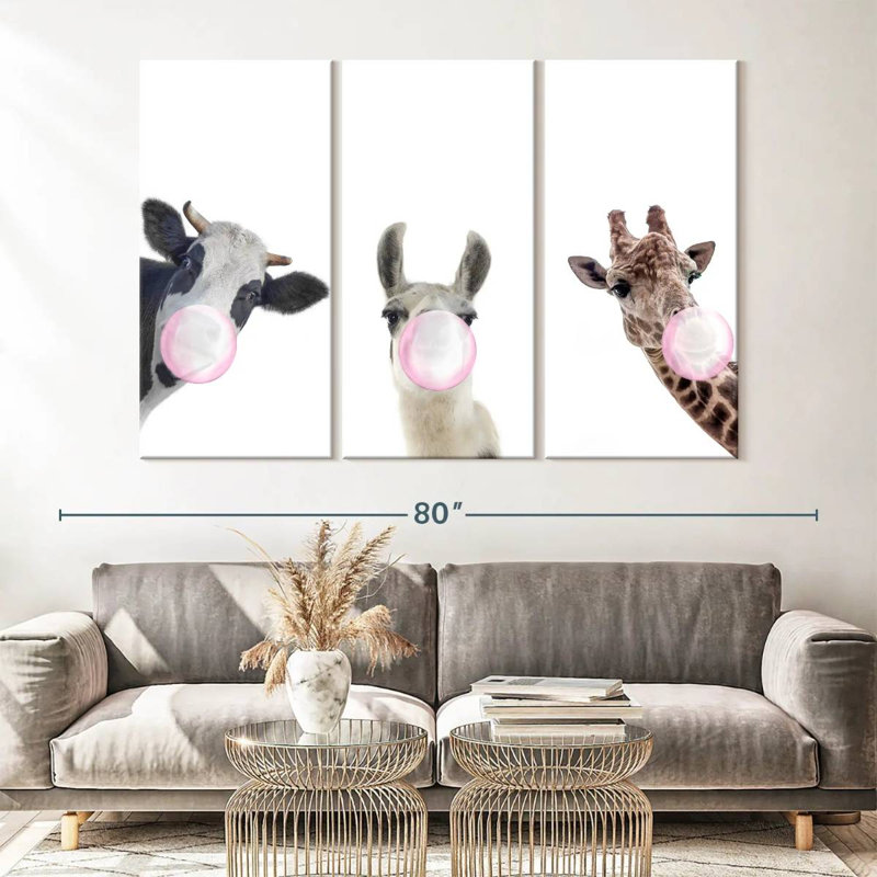 Silly Bubble Gum Animaux 3 pièces, H 42 po x l 65 po x P 1,25 po
