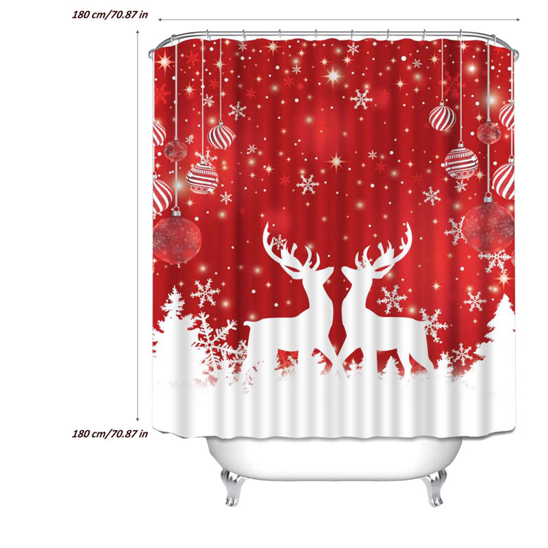 Hayllie Snowflake and Reindeer Shower Curtain