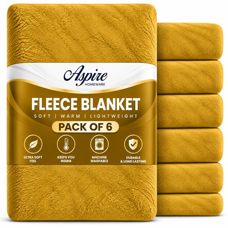 Aspire Homeware Yellow Fleece Blanket, Single (130cm Width X 150cm Length)