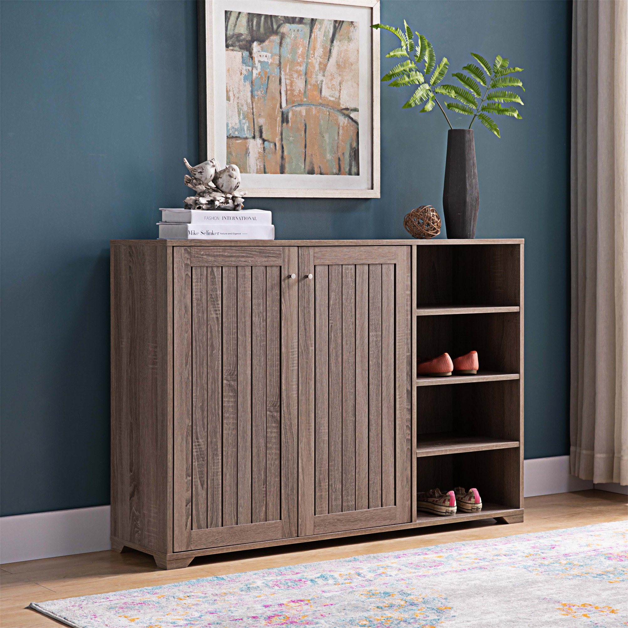 Buffet 6 Tiroirs Avec Bande LED Intégrée - 120x40x70 Cm, Blanc, Panneau MDF | Meuble Rangement Salon, Chambre, Entrée