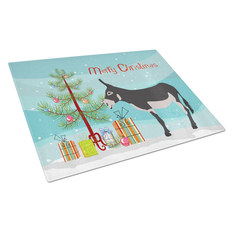 Caroline's Treasures Tempered Glass American Mammoth Jack Donkey Christmas Cutting Board