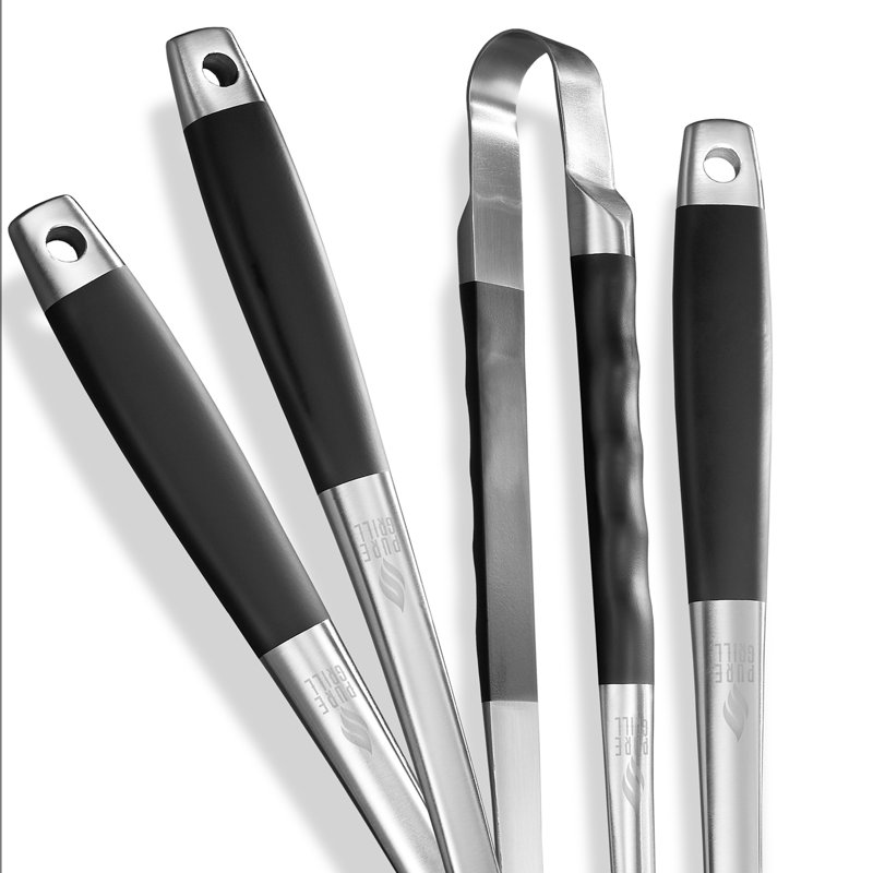 Professional Stainless Steel BBQ Tool Set with Rubberized Handles