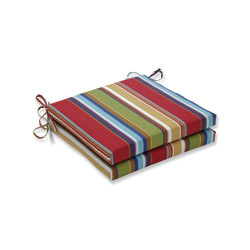 Outdoor 3'' Dining Chair Cushion, Red/Blue