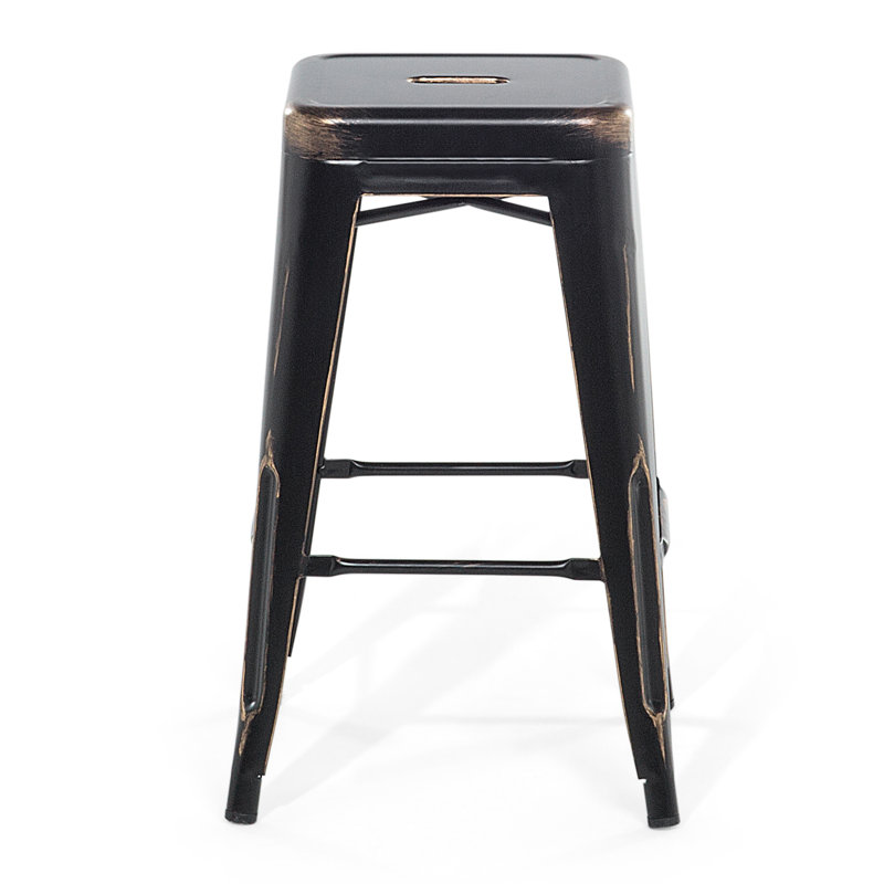 Redcar Counter Stool with Metal Frame, 76cm H x 36cm W x 36cm D, Black/Gold