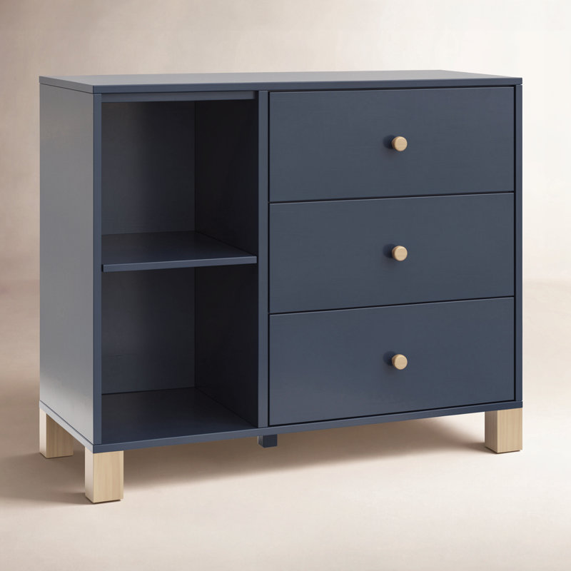 Commode combinée 3 tiroirs California, Bleu minuit