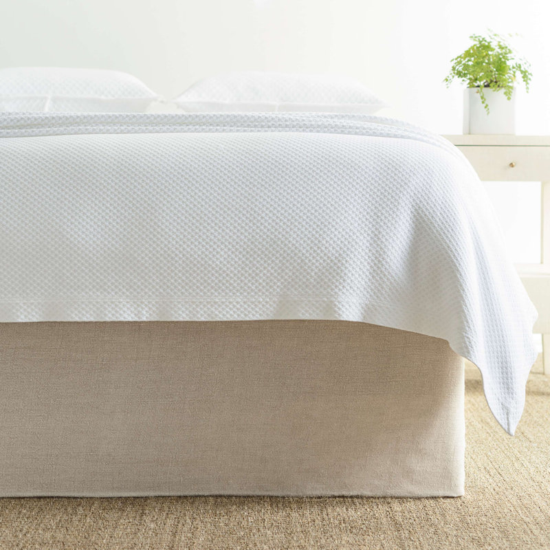 Stone Washed Linen Tailored Paneled Bed Skirt, Natural, Twin