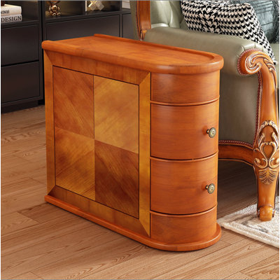 Table d'appoint en bois avec 2 tiroirs, table de chevet vintage mince, aucun assemblage requis, idéale pour la chambre à coucher.
