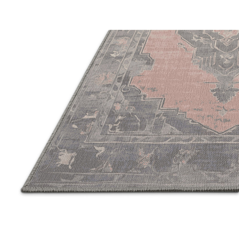 Tapis gris lavable à la machine, Rond 6 pi