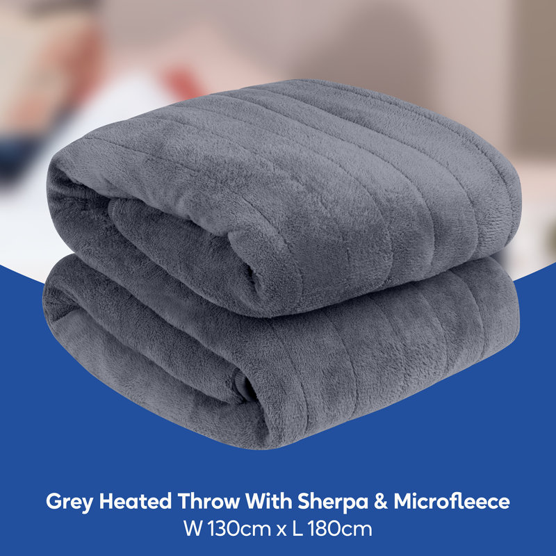 Russell Hobbs® RHHT1003GRN Sherpa and Microfleece Heated Throw in Green, Grey