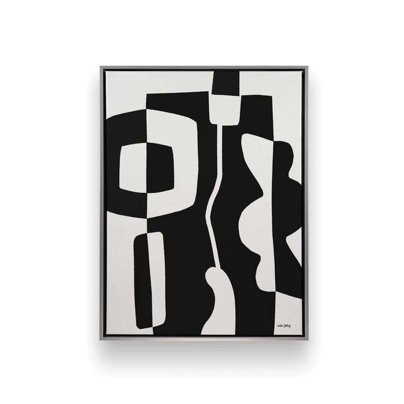 «Opposites Séduire I» par Amber, reproduction d'art Sterling, L 24 po x H 32 po, Argent, Toile avec cadre