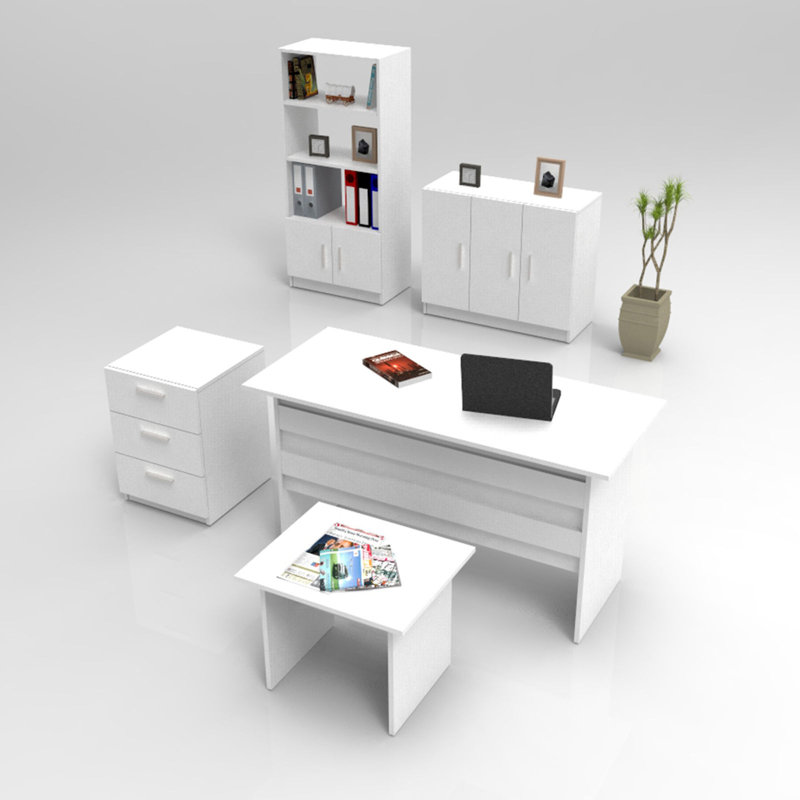 5 Piece Writing Desk Office Set, White