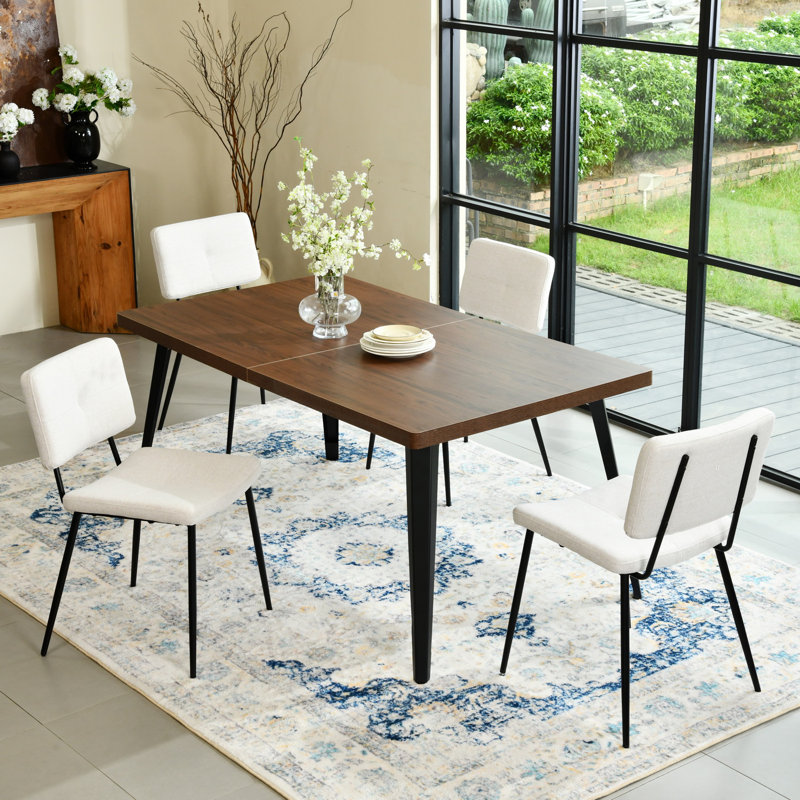 Ensemble de table de salle à manger 5 pièces Corsi Adalia, Beige/noir, Brun
