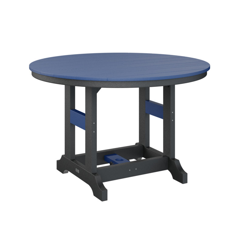 Garden Classic Outdoor Round Bar Table, Pacific Blue, Black