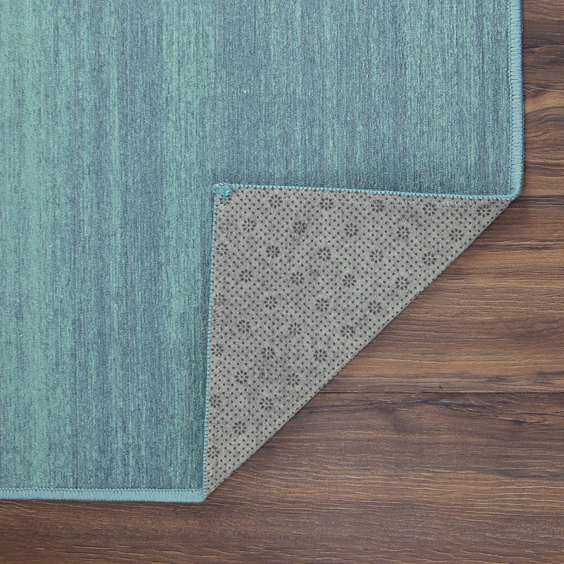 Tapis bleu uni tissé à plat bleu, Tapis de couloir 2 pi 6 po x 7 pi