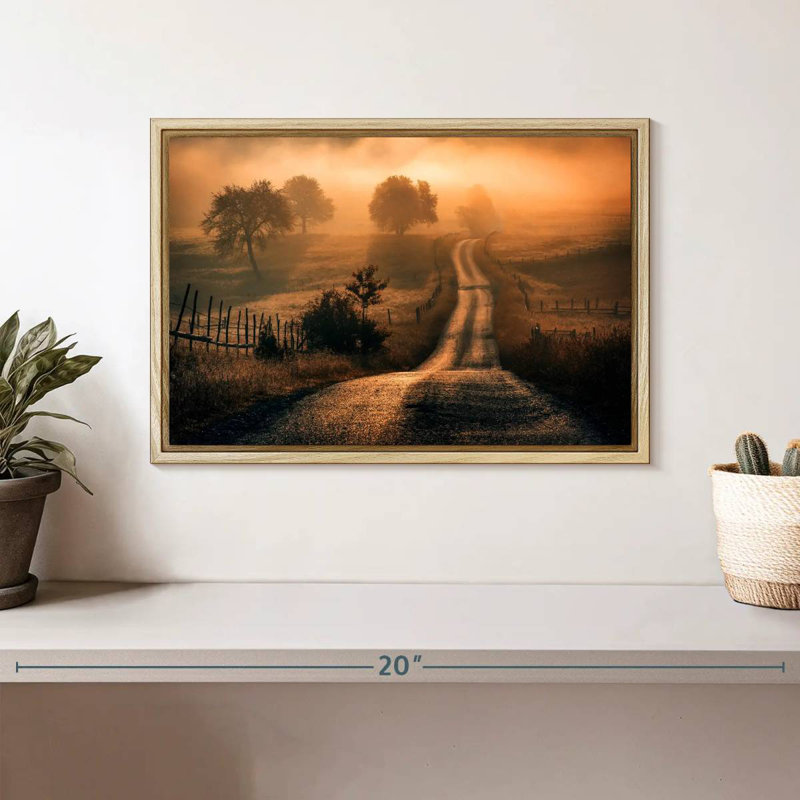 Champ de brouillard, Cadre flottant en bois naturel, 13 po x 9 po