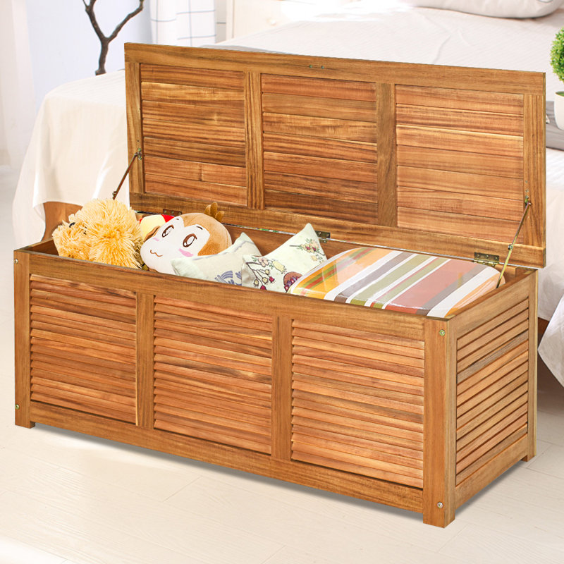Boîte de rangement en bois d'acacia 47 gallons