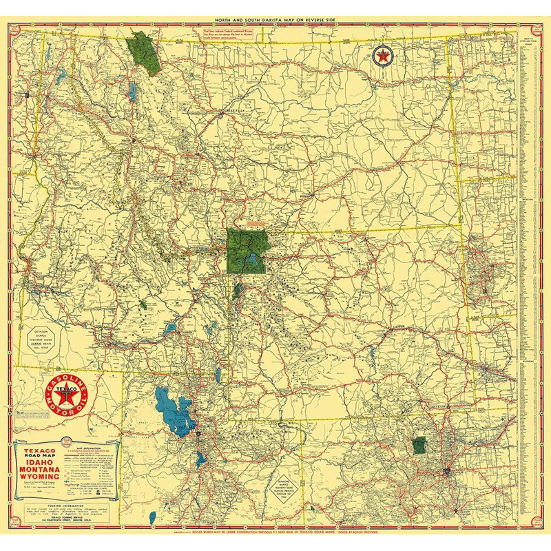 Art sur toile tendue avec 17 histoires, Rand McNally, Texas, Idaho, Montana, Rand McNally, H 15 po x l 16 po