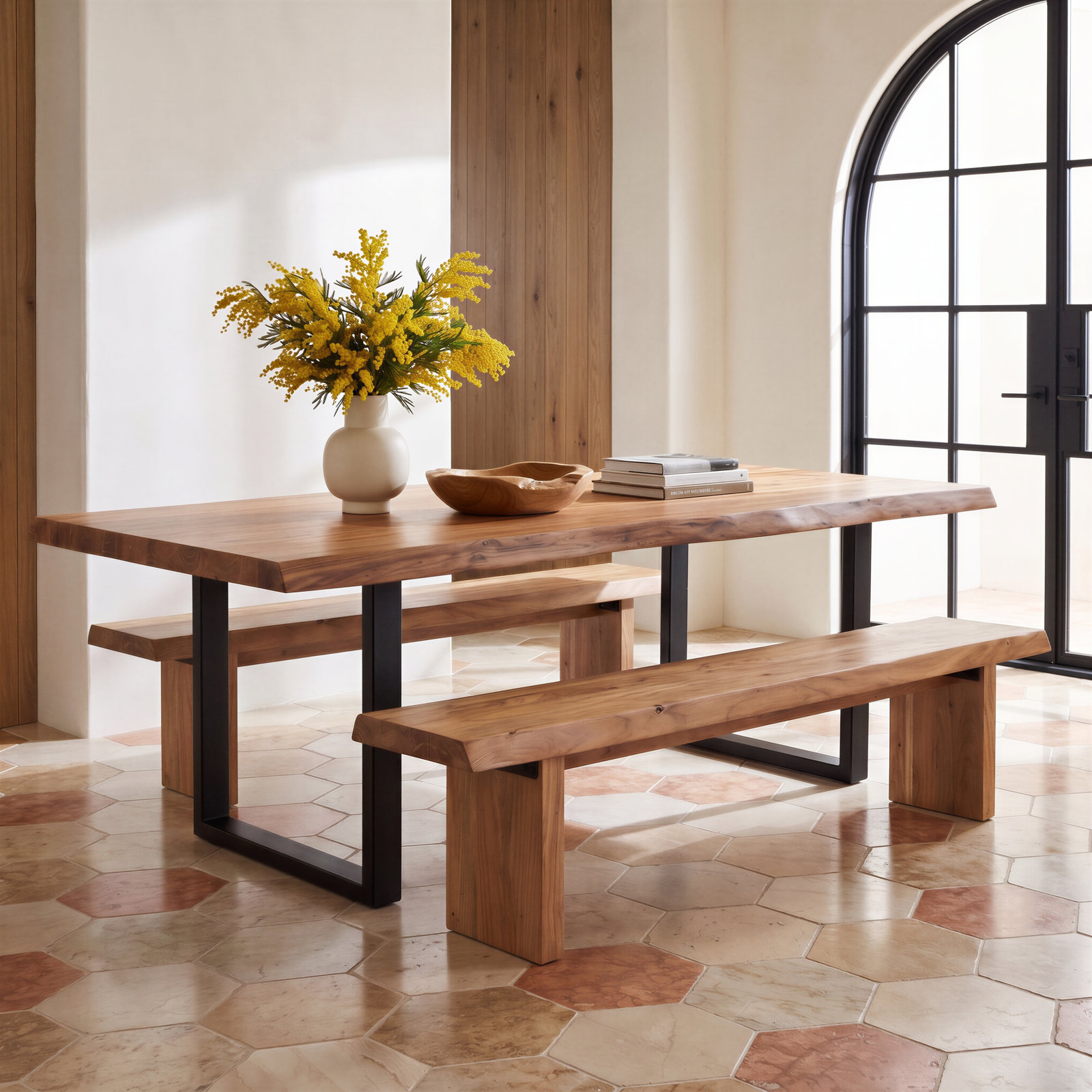Colin Acacia Dining Table, 29.75"H x 92"L x 40"W, Teak, Black