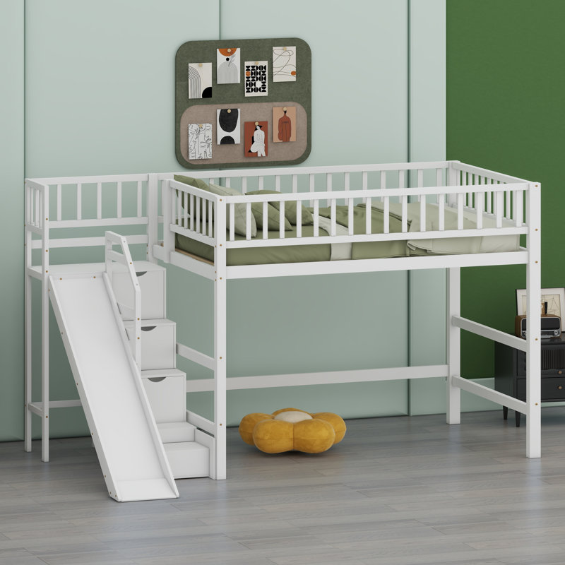 Kids Full Loft Bed, Blanc