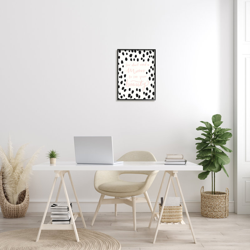 «Don't Need a Mirror», art textuel sur toile, H 20 po x l 16 po, Giclée encadrée noir minuit