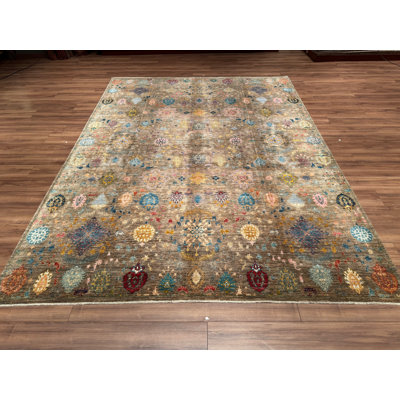 Original Hand Knotted Gulluce Pattern Beige Wool and Cotton Rug