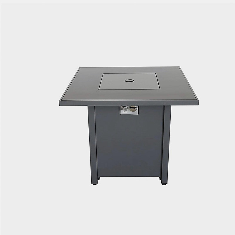 Powder coated metal fire pit with smoke glass roof, Gray