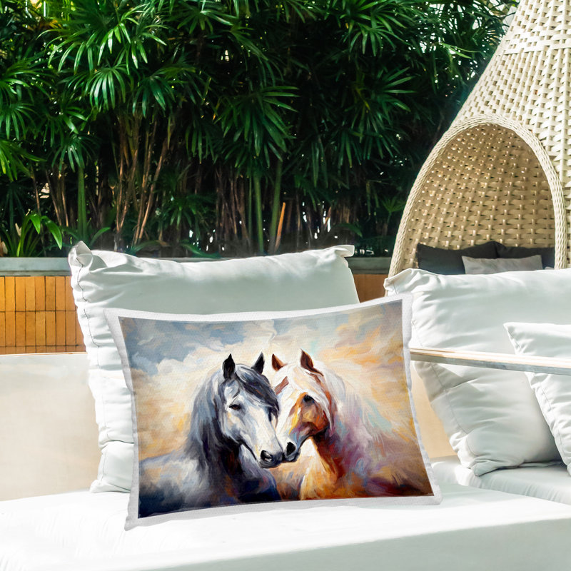 Coussin d'extérieur à étalons avec rayons de soleil par Ramona Murdock